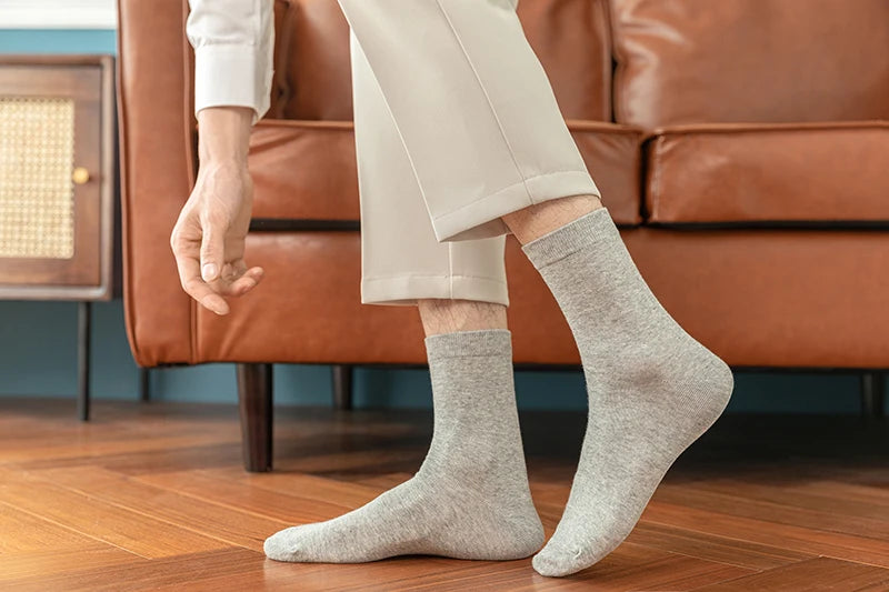 10-Pack Men's Cotton Dress Socks, Soft Breathable Business Crew Socks, US Size 6-10