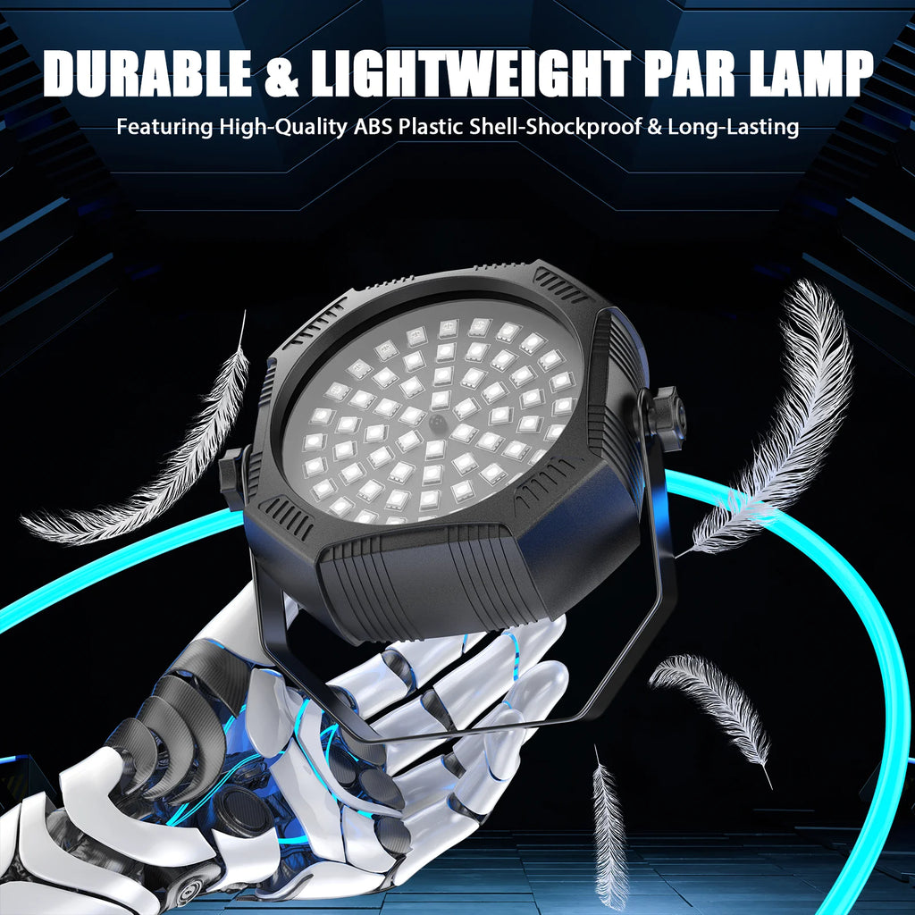 U'King 1/2/4Pcs Mini RGBW 60LED Par Lights Built In Battery Rechargeable Stage Strobe Lights With Remote For Music Bar KTV Party