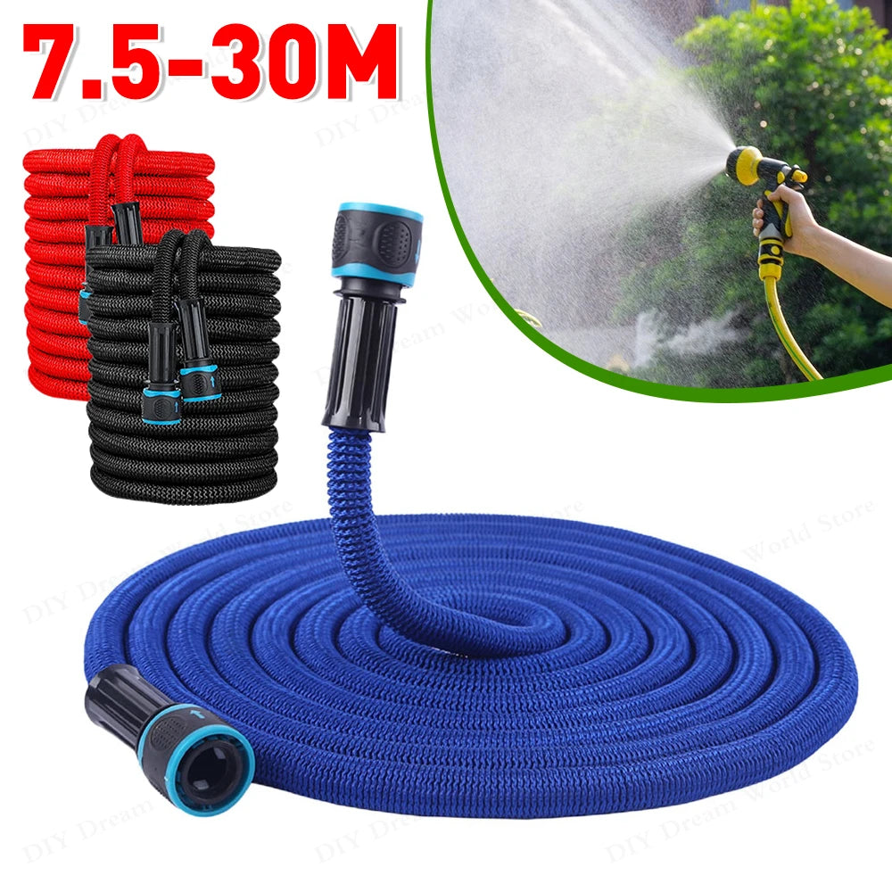 25FT-100FT(after water injection) Expandable Magic Hose Suitable for 3/4 " 1/2" Faucets High-Pressure Car Wash Water Gun Hose