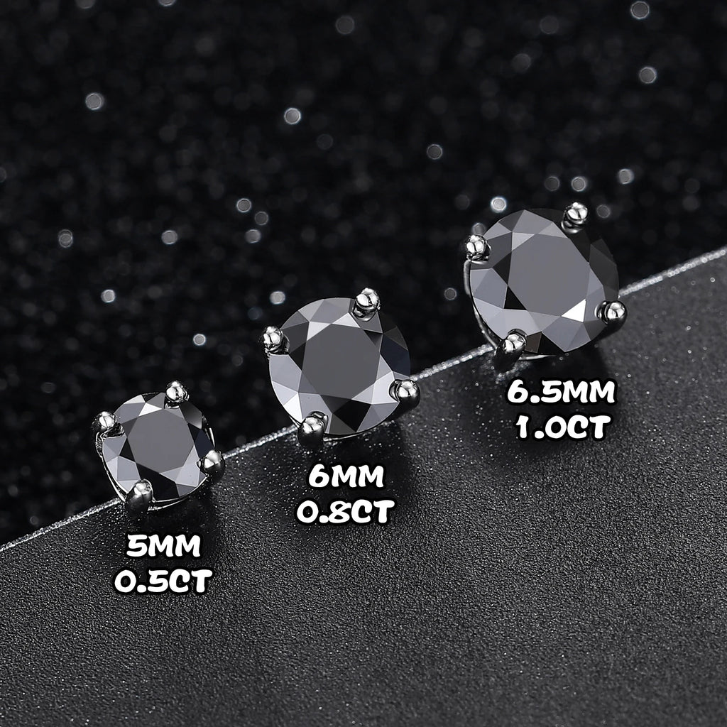 Real 0.5-2 Carat Black Moissanite Earrings For Women 100% 925 Sterling Silver Earring 2023 Trend Wedding Jewelry Christmas Gifts