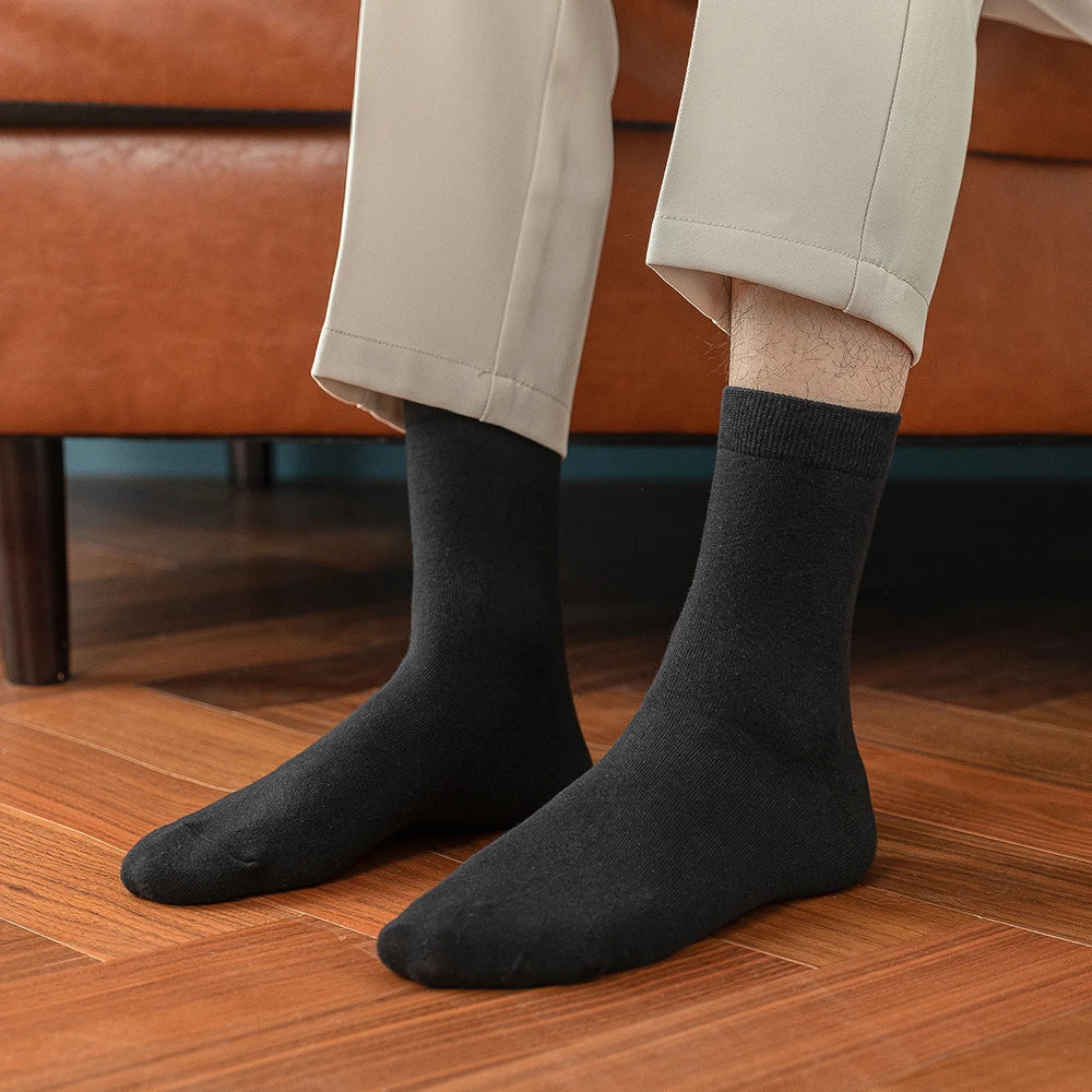 10-Pack Men's Cotton Dress Socks, Soft Breathable Business Crew Socks, US Size 6-10