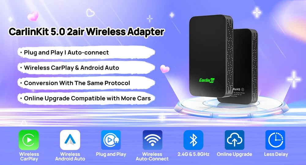 Hot Sale CarlinKit USB Wireless&Wired CarPlay Dongle Android Auto AI Box Mirrorlink Car Multimedia Player Bluetooth Auto Connect