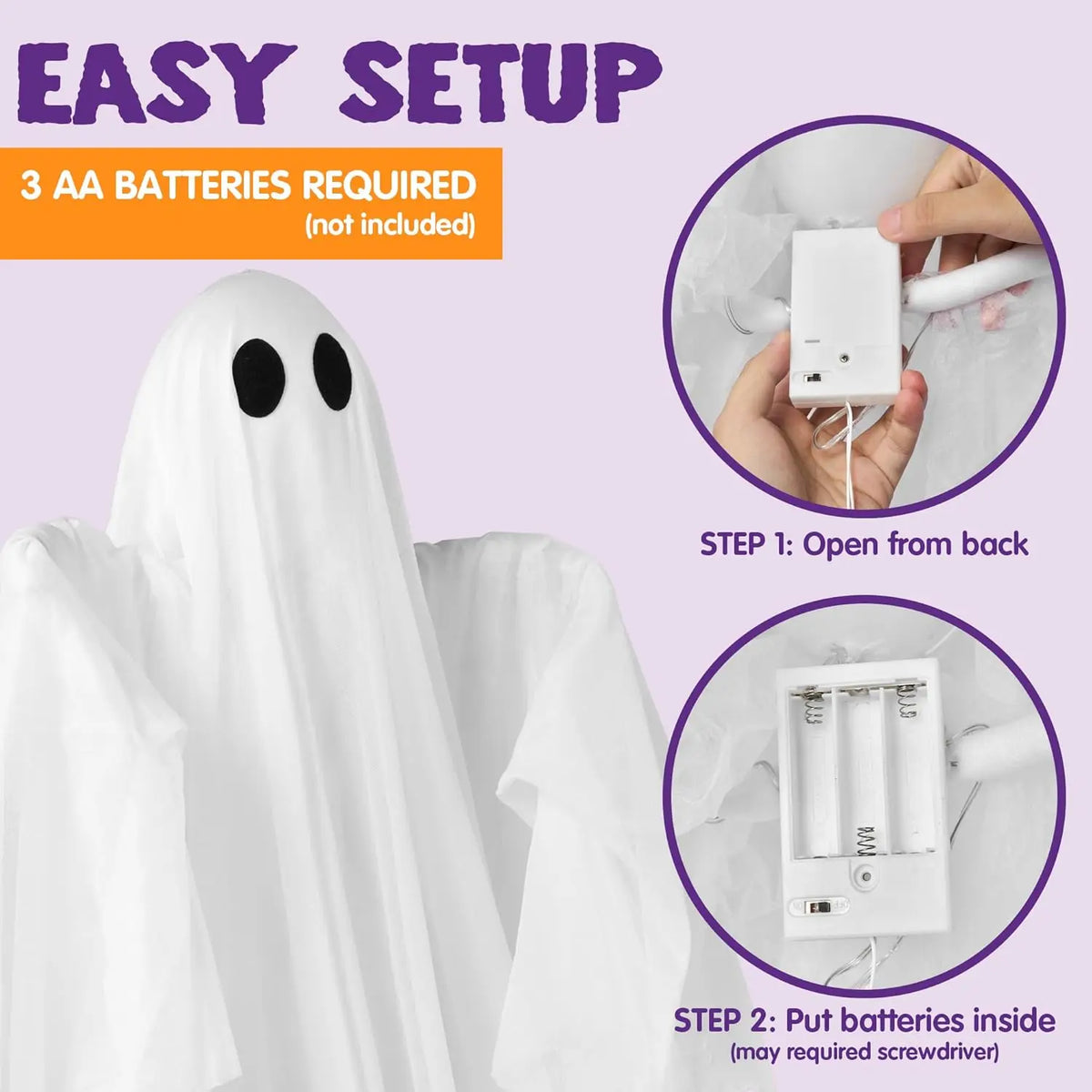 Halloween 47 in Hanging Light-Up Ghost with LED Lights
