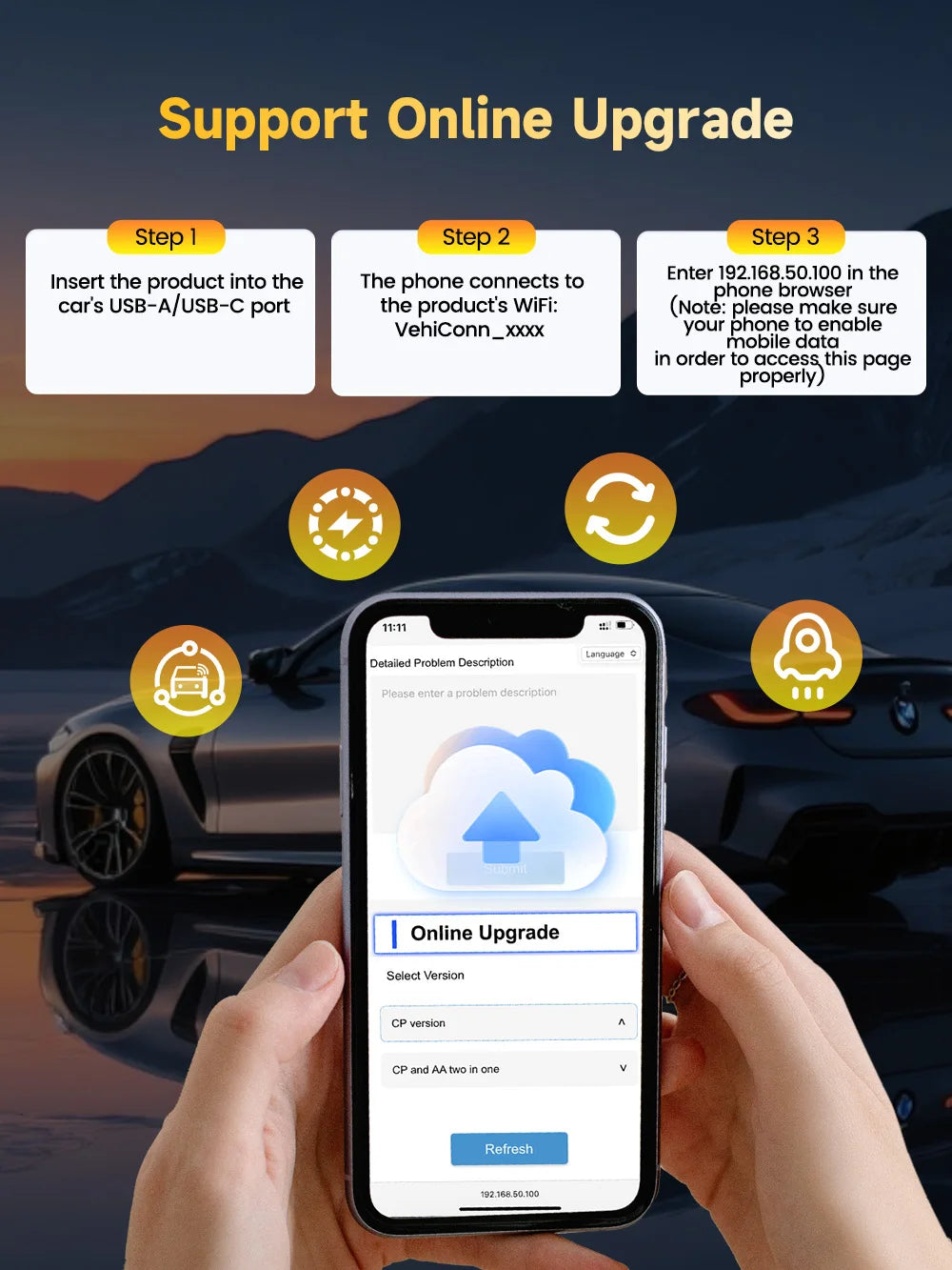 CarlinKit Mini Ultra 3 Wireless CarPlay and Android Auto Adapter, 2-in-1 Plug and Play