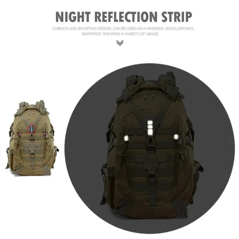35L Men's Outdoor Hiking Backpack with MOLLE System, Reflective Strip and Dual Cup Holders