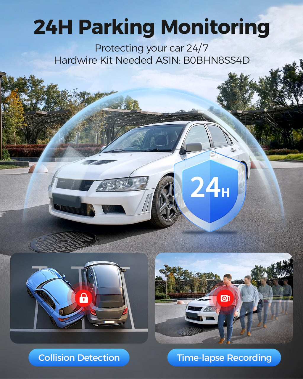 AZDOME M300S Dash Cam 4K+1080P Car Rear Camera Dash Cam 800MP Lens Built-in GPS WIFI Car DVR Voice Control Night Vision 후방카메