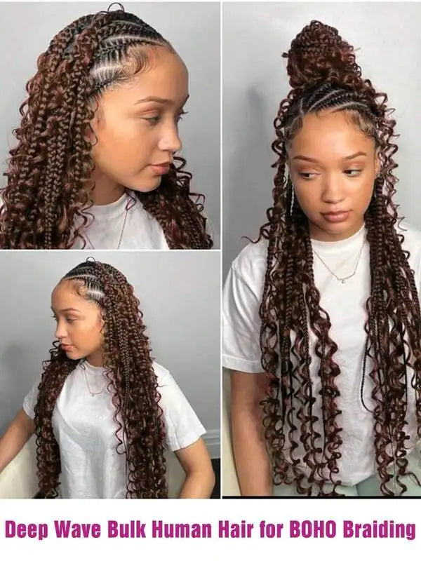 Deep Wave Human Braiding Hair, 2 Bundles