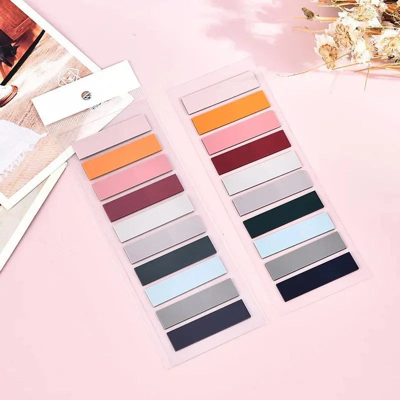 Waterproof PET Self-Stick Notes, Solid Color Sticky Notepad for Journaling and Scrapbooking
