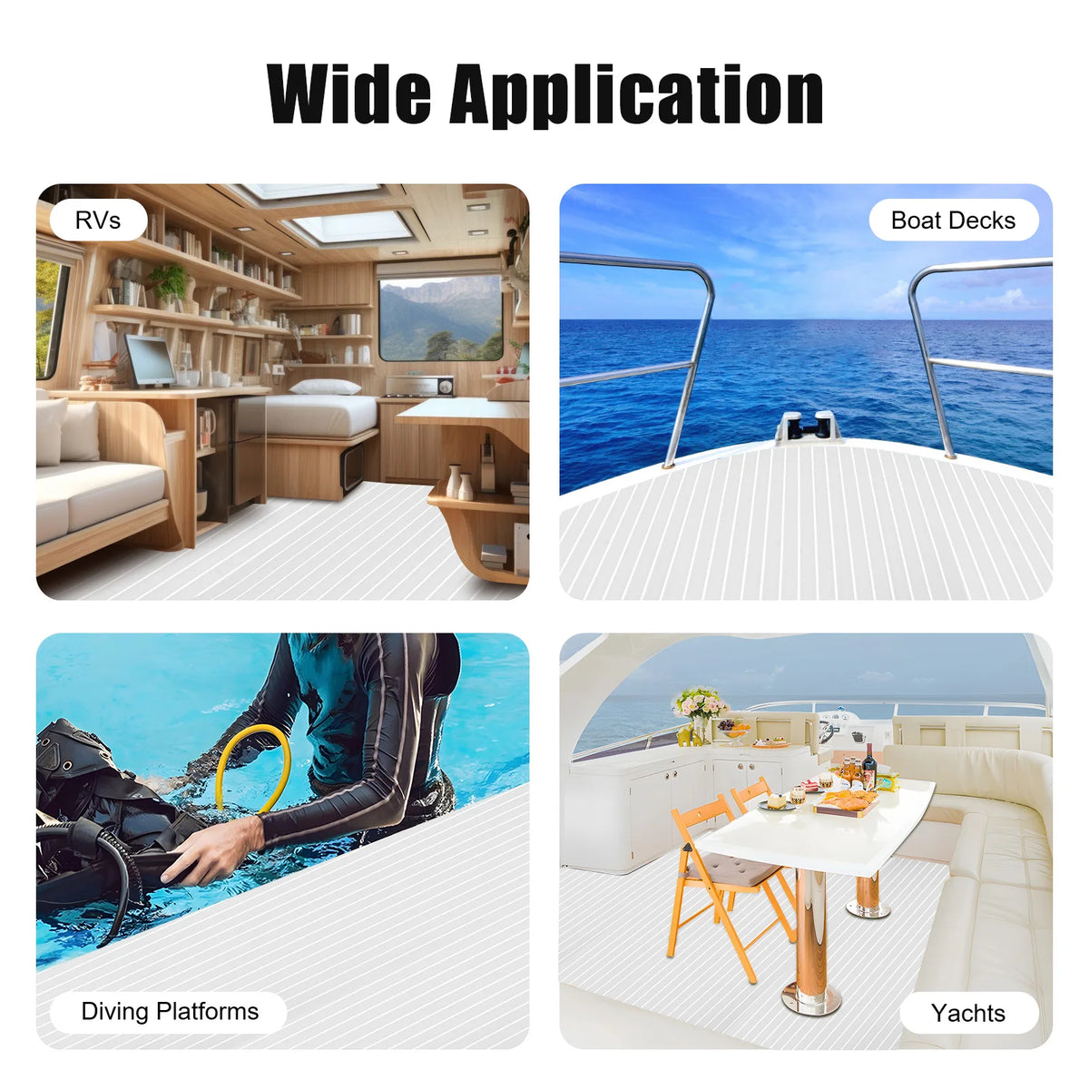 Self-Adhesive EVA Foam Floor Mat 90x240cm Faux Teak Waterproof Boat Decking RV Floor Pad 6mm Thick for Marine Caravan Home Gym