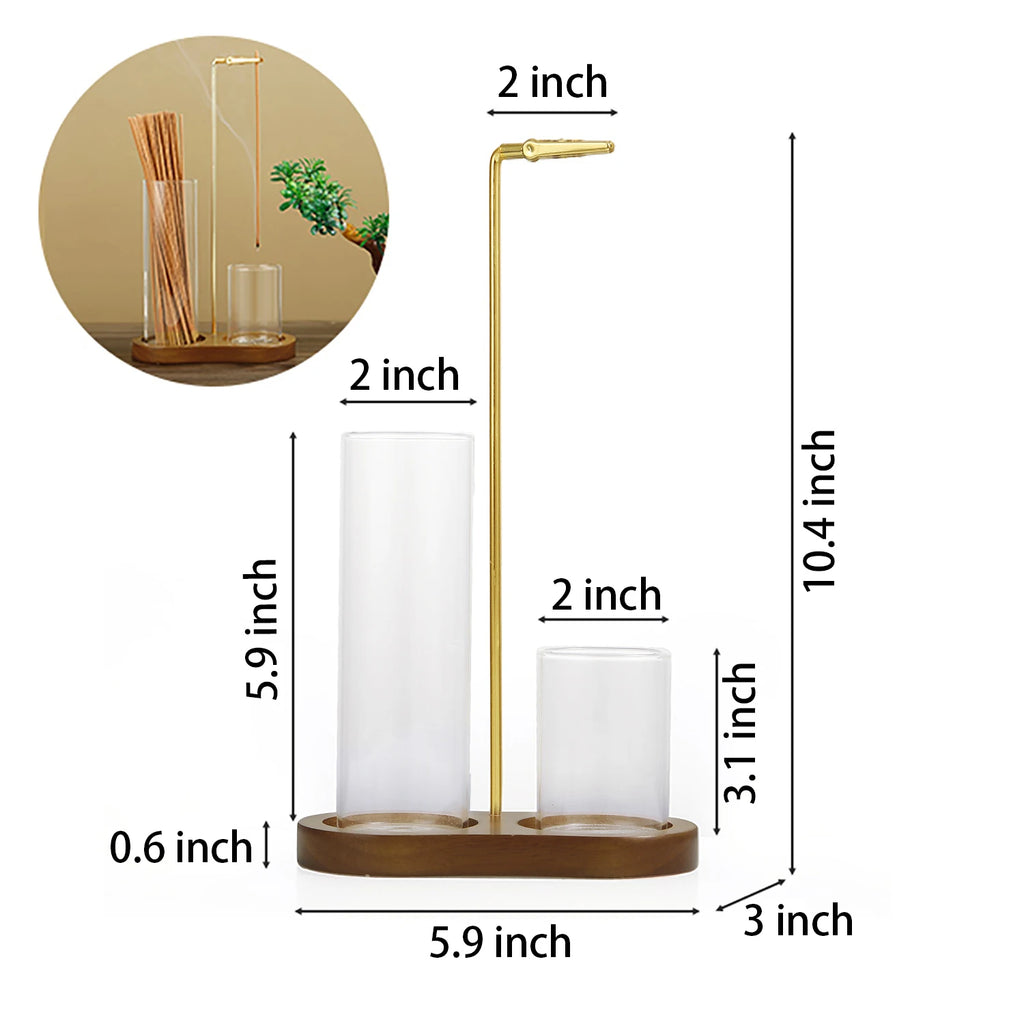 2 in 1 Incense Holder Anti-Ash Flying Incense Burne with Glass Ash Catcher and Incense Sticks Organizer for Meditation Yoga Spa
