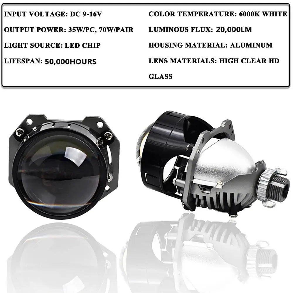 90W 2.5 Inch Angel Eyes Mini Bi Led Lens Universal Projectors For H4 H7 9005 9006 Car Headlights Retrofit Halo Mask Upgrad Kit