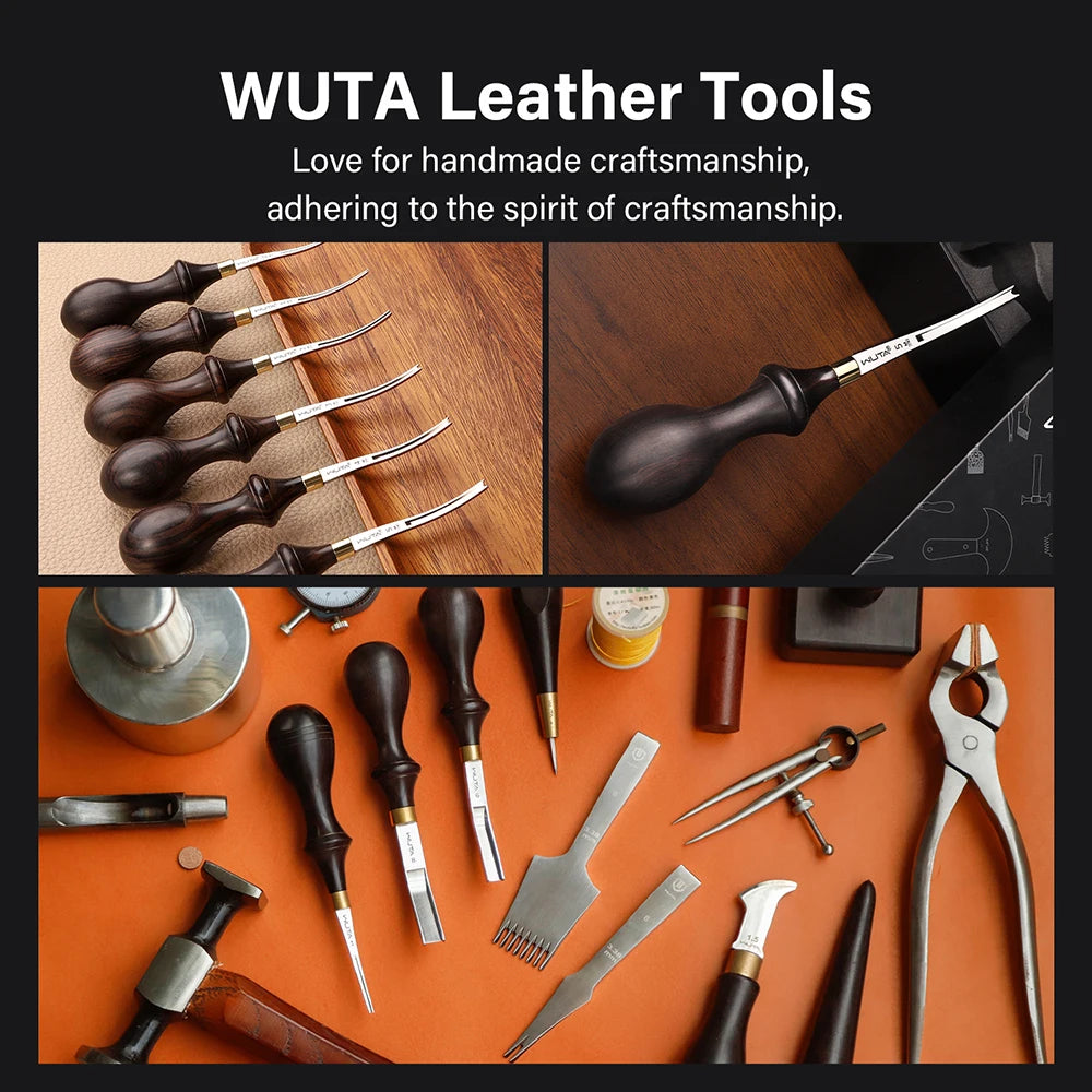 WUTA 1PC Leather Edge Beveler PRO Skiving Craft Work M390 / DC53 Steel Ebony Handle Cutter Edger Creaser Skiver Leather Tools