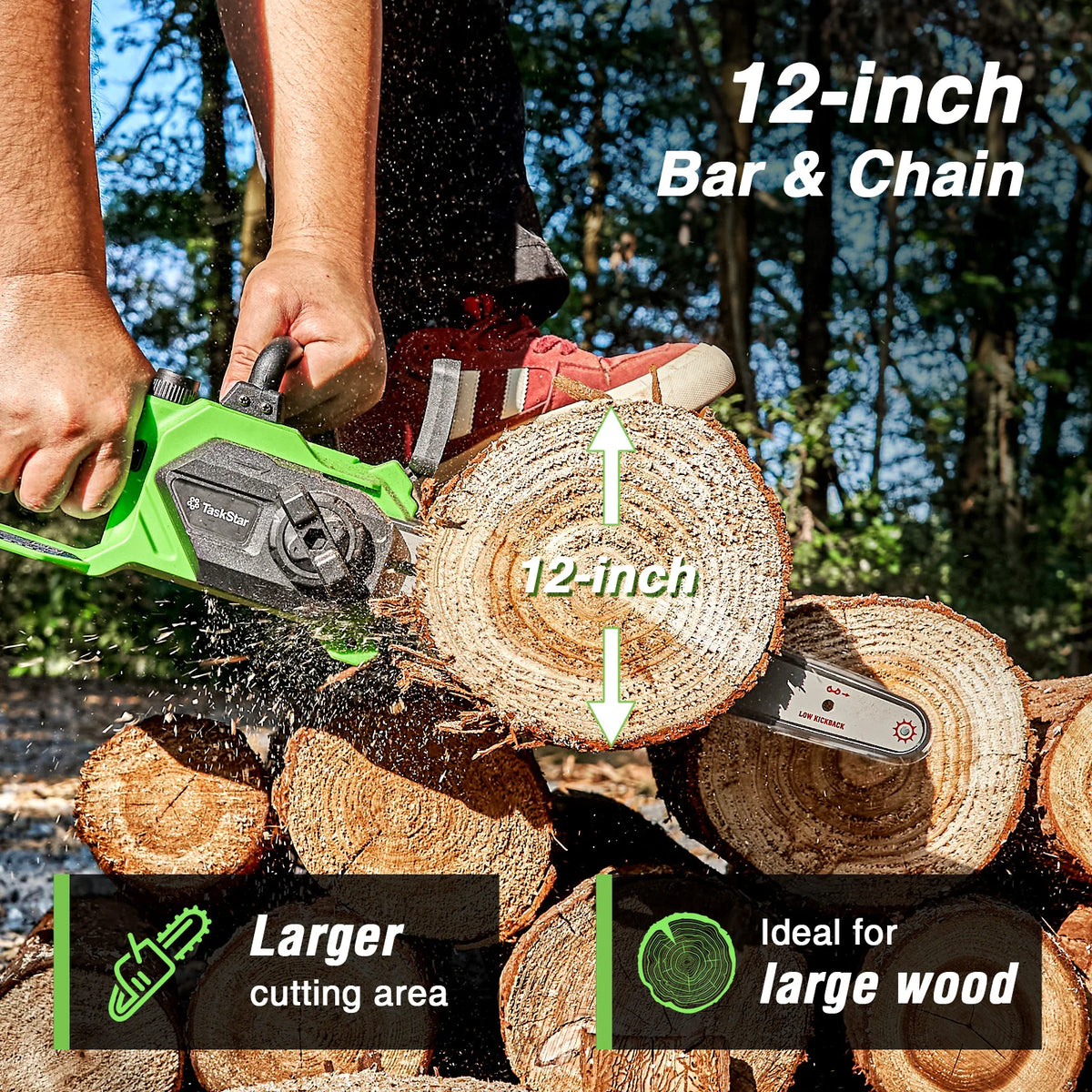 12 Inch Brushless Electric Chainsaw Cordless Electric Saw with Auto Oiler & Security Lock
