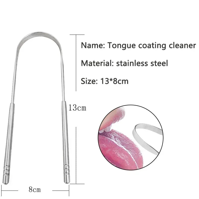 Stainless Steel Tongue Scraper, U-shaped Metal Tongue Cleaner 3 Colors, Fresh Breath Oral Hygiene Care Tool