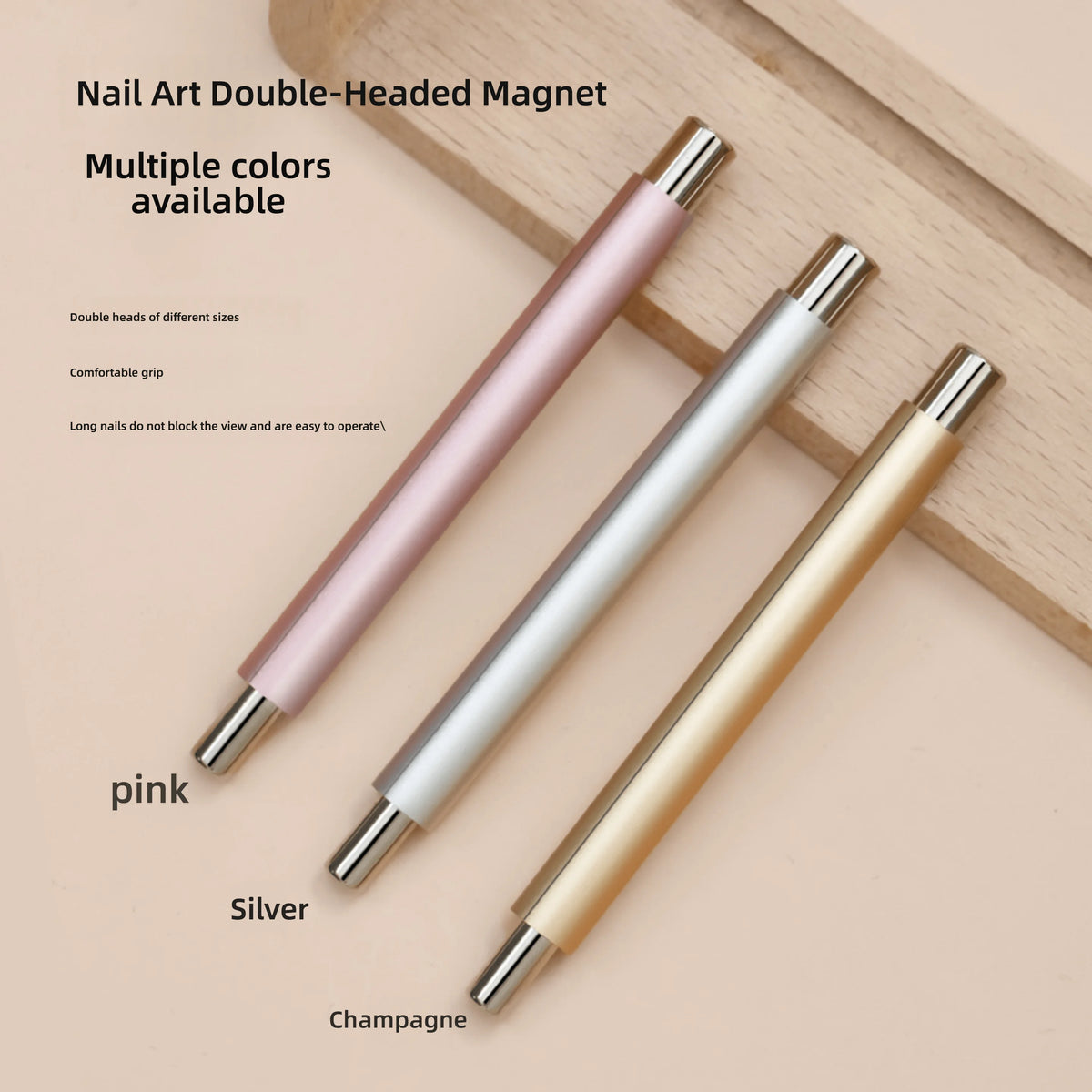 1pcs Little Wand Double Head Nail Magnetic Stick for Cat Eye Nail Gel Strong Magnet Steel Ball Detachable Manicure Magnetic Tool