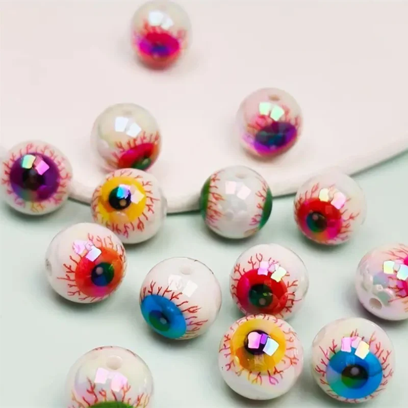 10-Piece 16mm Evil Eye Acrylic Beads, Mixed Color Spacer Beads for DIY Jewelry