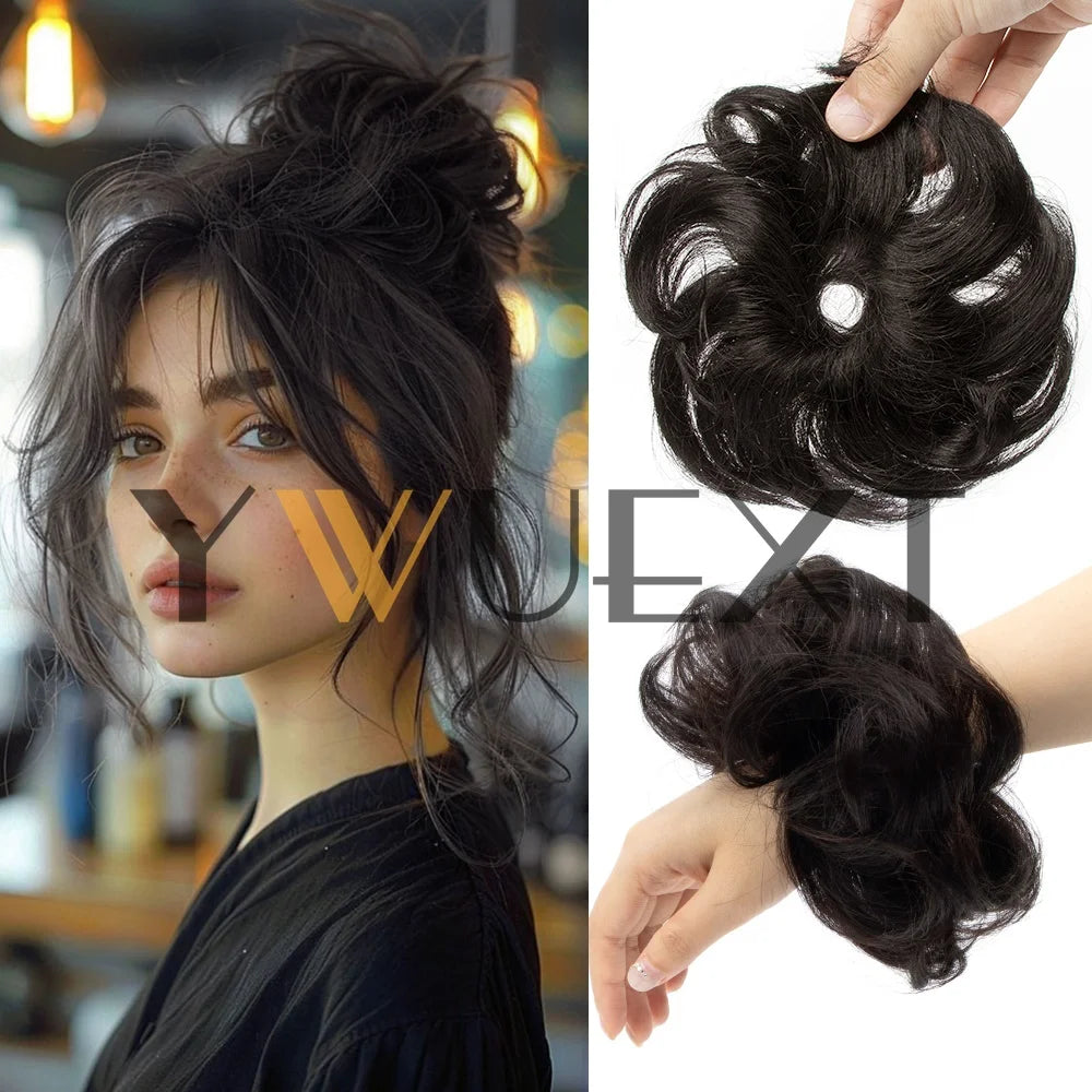 Curly Human Hair Bun Chignon