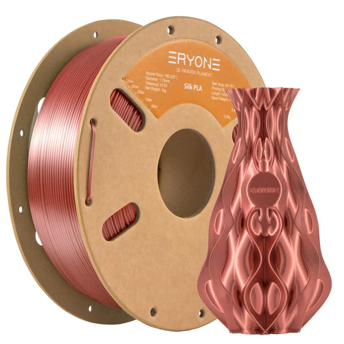 ERYONE 1KG Silk PLA 3D Printer Filament 1.75mm, Premium Silk Shiny Finish Single Color, Glossy Smooth Surface 1kg Spool