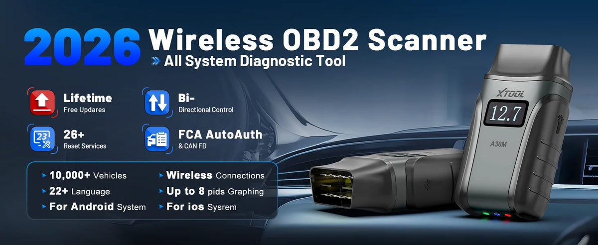 A30M V2.0 All System Car Diagnostic Tools Bluetooth OBD2 Scanner Active Test 26+ Reset CAN FD
