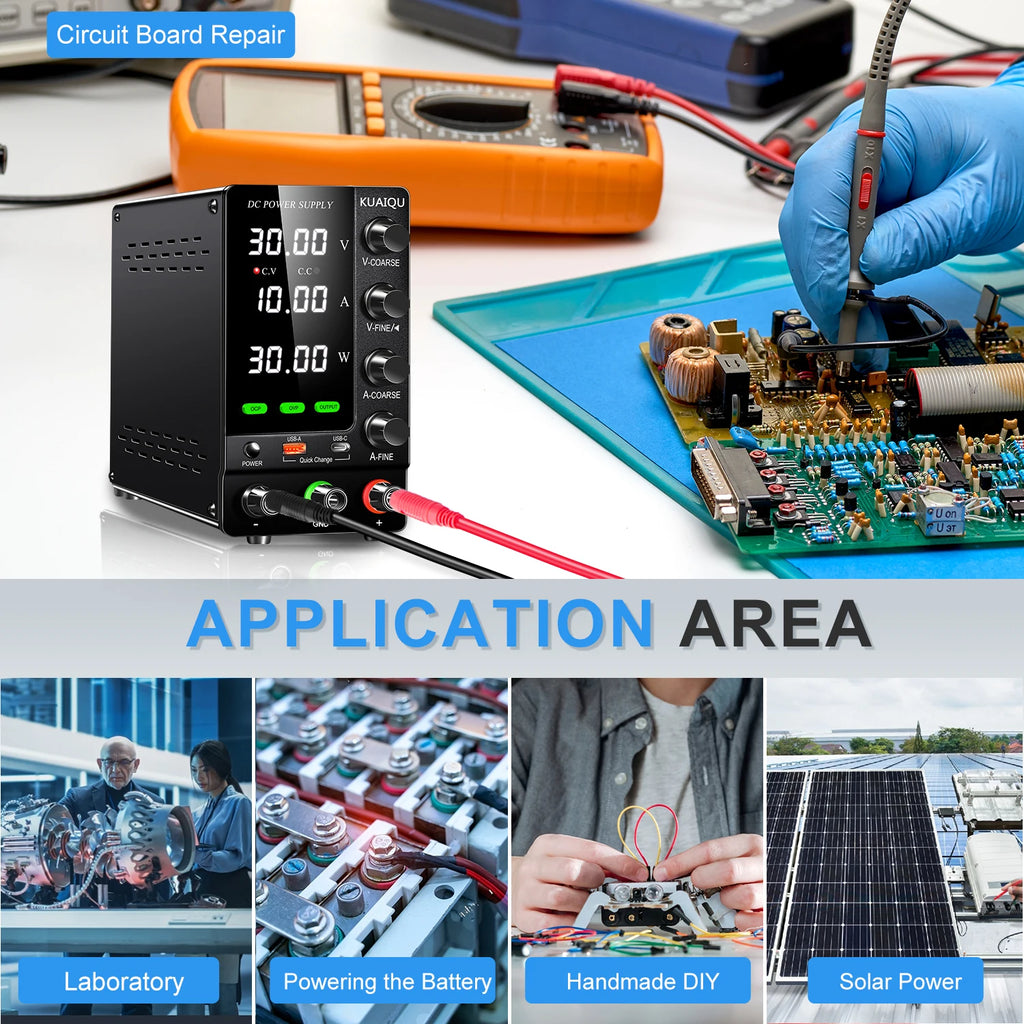 KUAIQU Official DC Power Supply Variable, 30V 60V 120V Adjustable Regulated Lab Power Supplies with OCP/OVP/Output/Encoder