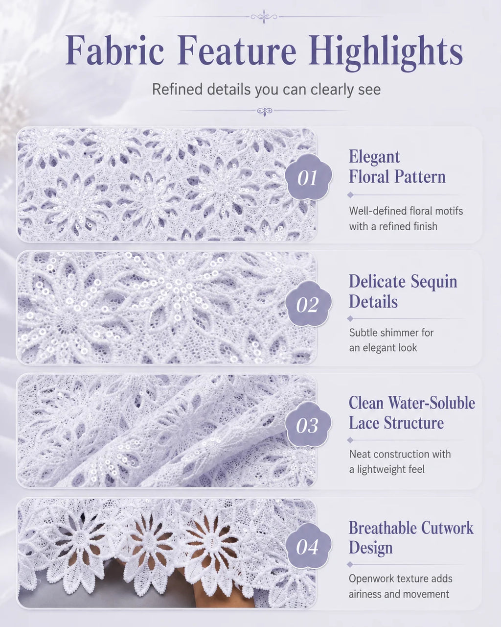 White African Guipure Cord Lace Fabric with Sequins 2025 High Quality Nigerian Guipure Cord Lace for Sewing Wedding Dress F4025