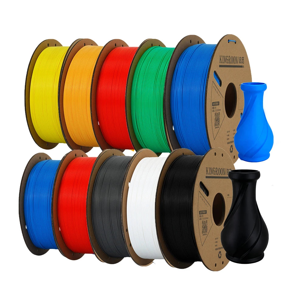 KINGROON PLA 3D Printer Filament 1.75mm, Multi-Roll Pack, Bubble-Free for FDM Printers