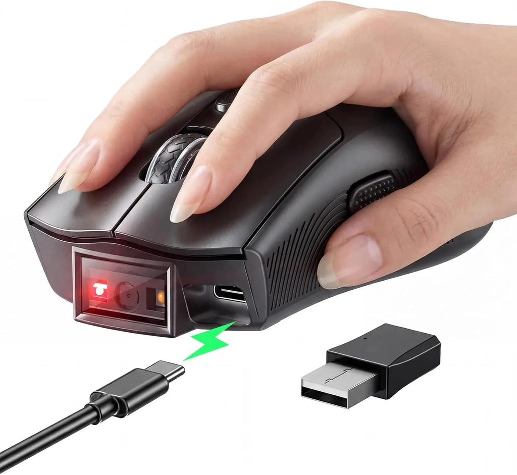 Eyoyo 2-in-1 Wireless Barcode Scanner and Mouse Combo, 1D and 2D Codes, Bluetooth QR Reader with 1200mAh Battery
