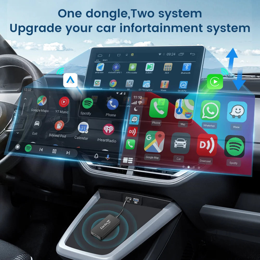 Carlinkit CCPA Wireless Android Auto Wireless CarPlay Adapter Screen Mirroring for Modify Android System Car Screen Radio Stereo