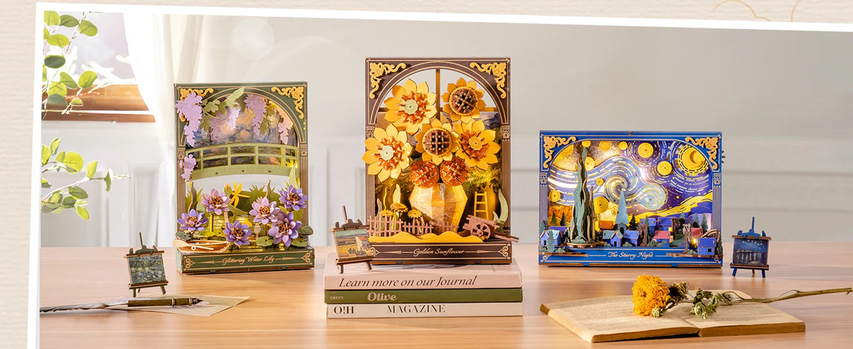ROKR Starry Night 3D Puzzles ,Mother's Day DIY Wooden Vincent Van Gogh Painting Artwork Craft Kit Building Set ,Home Decor
