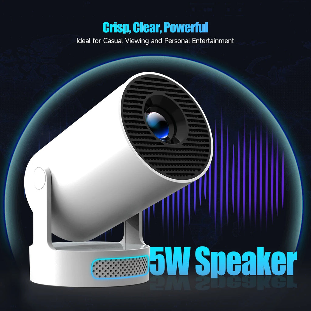 HY300 Pro + Projector 8K 720P With 5W Speaker Android 14 8000 Lumens WiFi 6 BT5.4 Outdoor Video Home Theater Projector