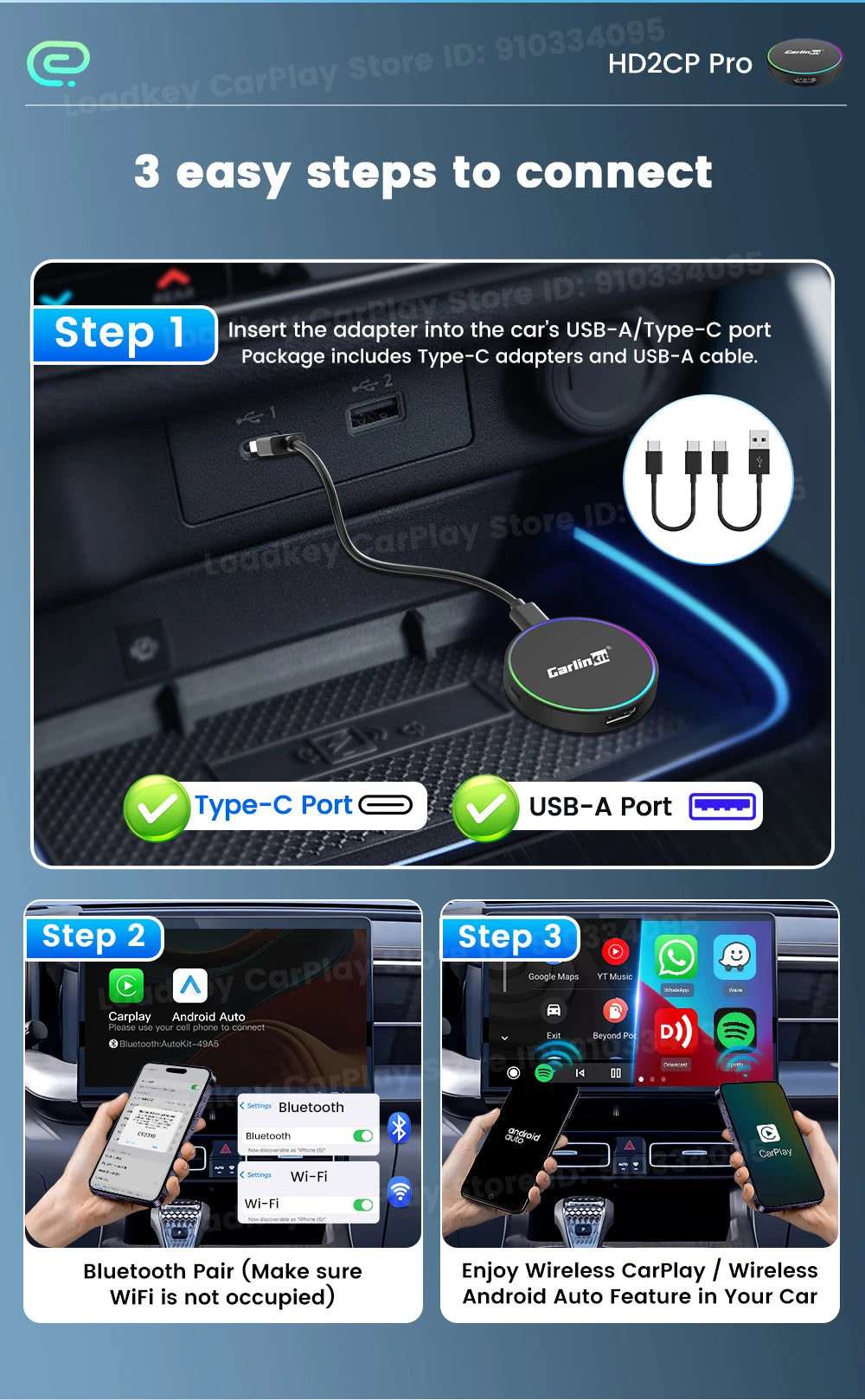 2026 CarlinKit HD2CP Pro CarPlay to HDMI Wireless Adapter CarPlay Android Auto 2K HDMI Input Support Tv Stick Laptop Tv Box 5.0