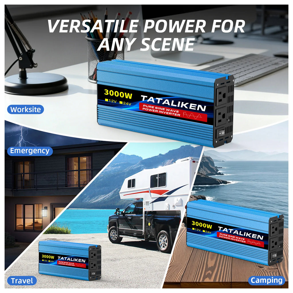 Pure Sine Wave Inverter DC12V To AC110V 60HZ 1000W/1600W/2200W/2500W/3000W/3500W/4000W Power Voltage Converte