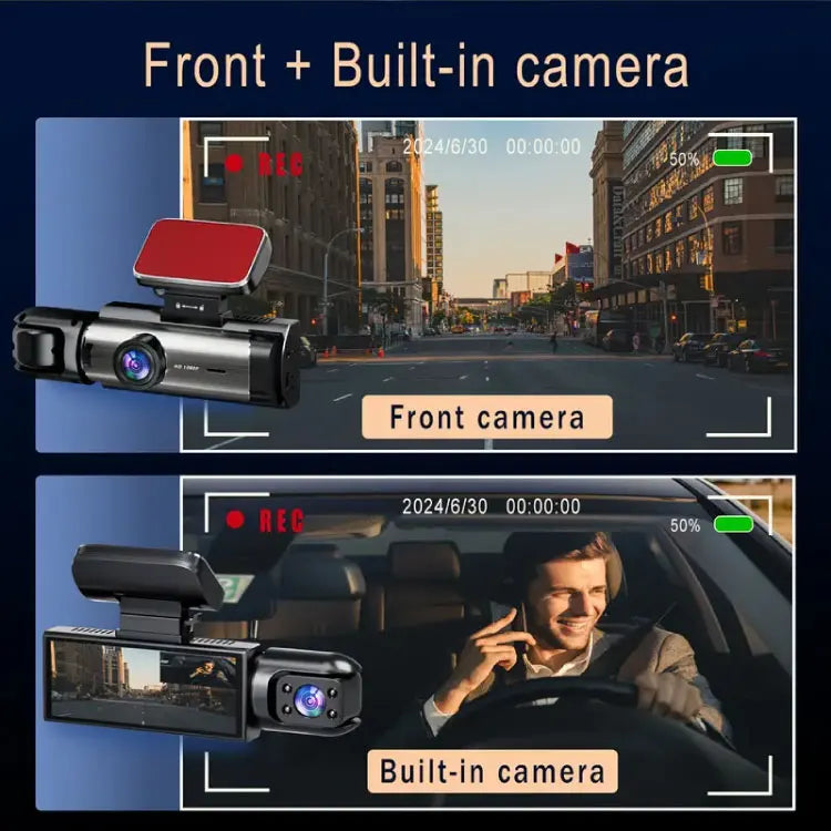 3.16inch IPS 1080P Dash Cam Car Dvr Dual Lens Front Inside Wide Angle IR Night Vision Video Recorder