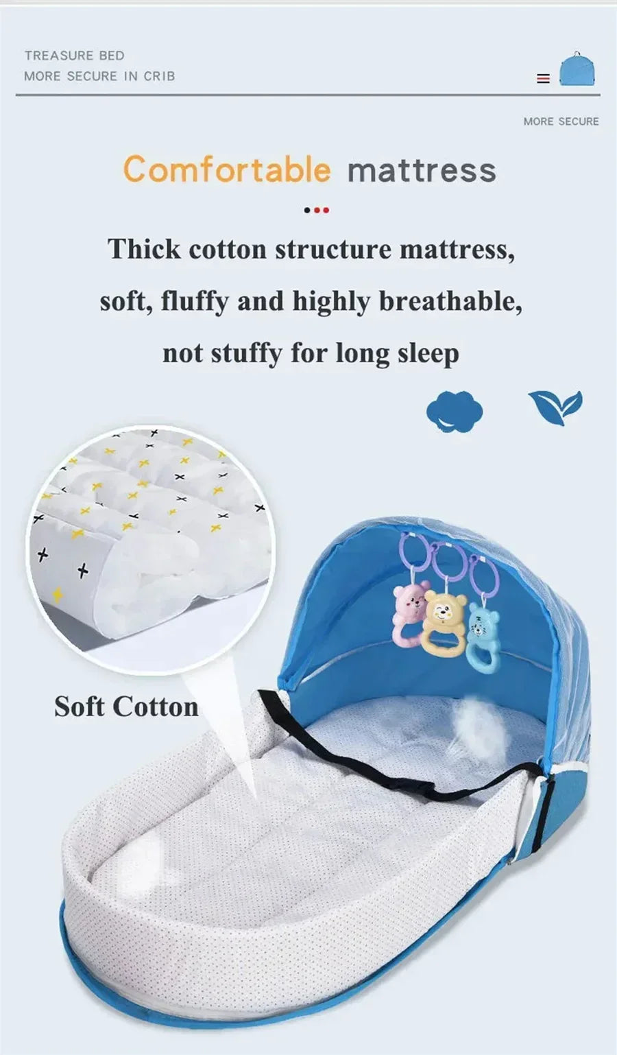 Portable Foldable Baby Bassinet, Travel Crib Bed for Newborns