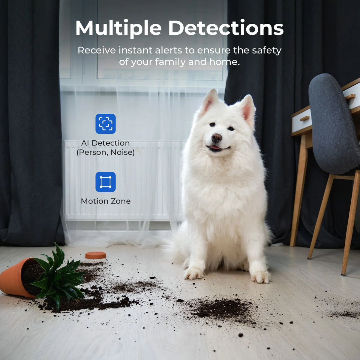 C21 WiFi Camera 2.5K Baby Monitor Indoor IP Camera with PTZ Night Vision 2-Way Audio Human Tracking AI Detection
