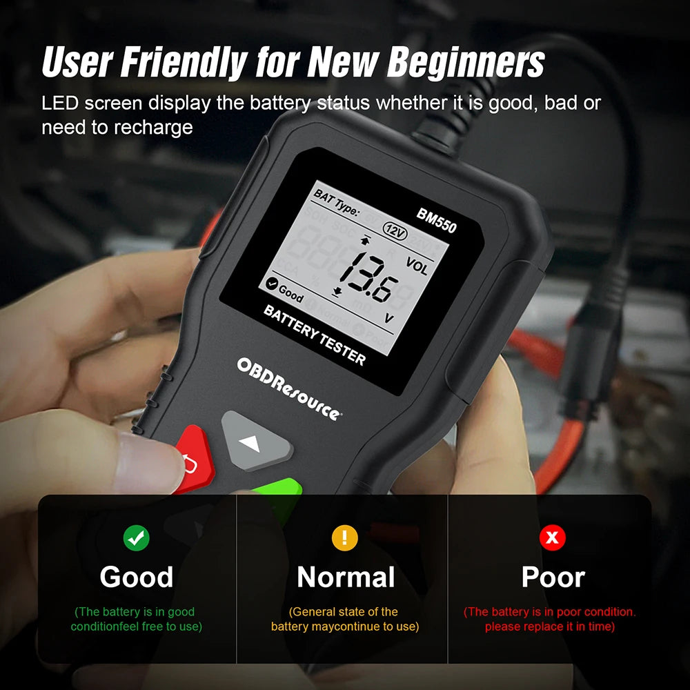 Digital Car Battery Tester, 100–2000 CCA