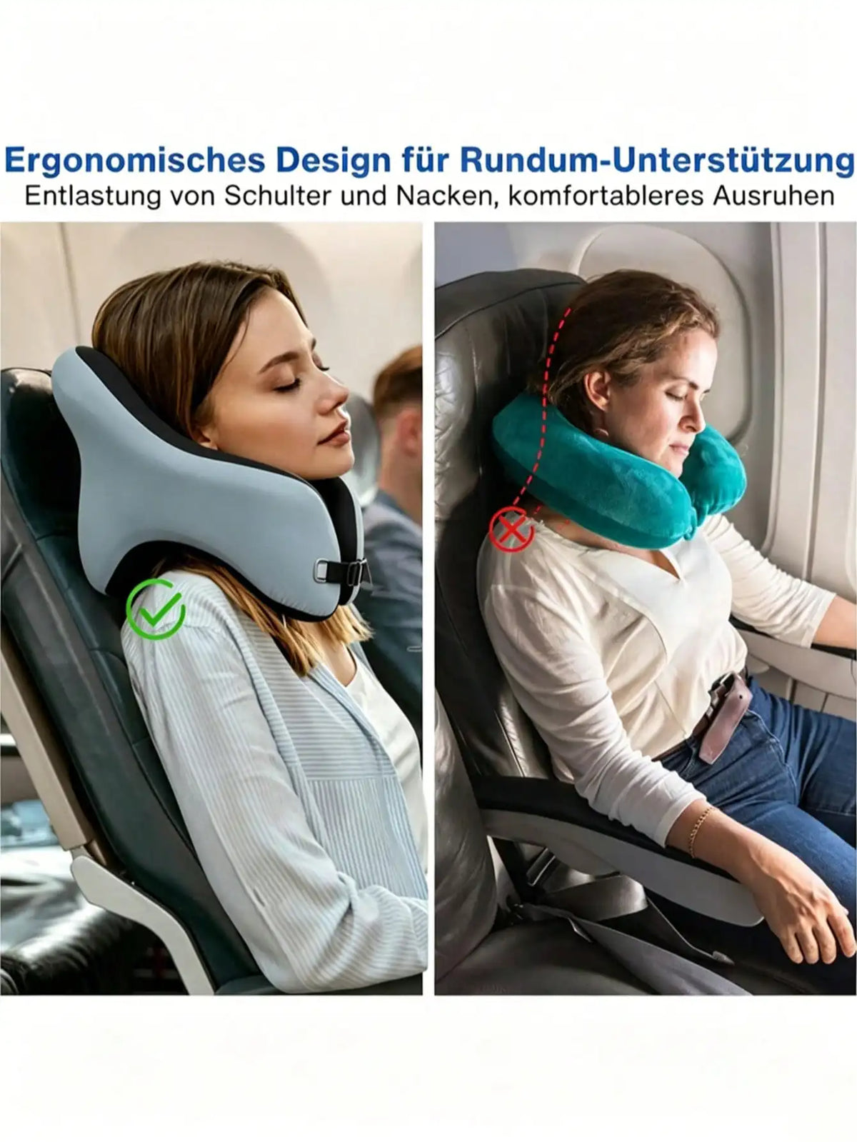 360° Head Support Memory Foam 2-In-1 Neck Pillow, With Storage Bag, Adjustable Buckle, Suitable For Travel, Home, Office And Gaming