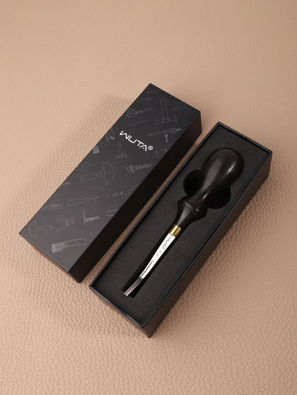 WUTA 1PC Leather Edge Beveler PRO Skiving Craft Work M390 / DC53 Steel Ebony Handle Cutter Edger Creaser Skiver Leather Tools
