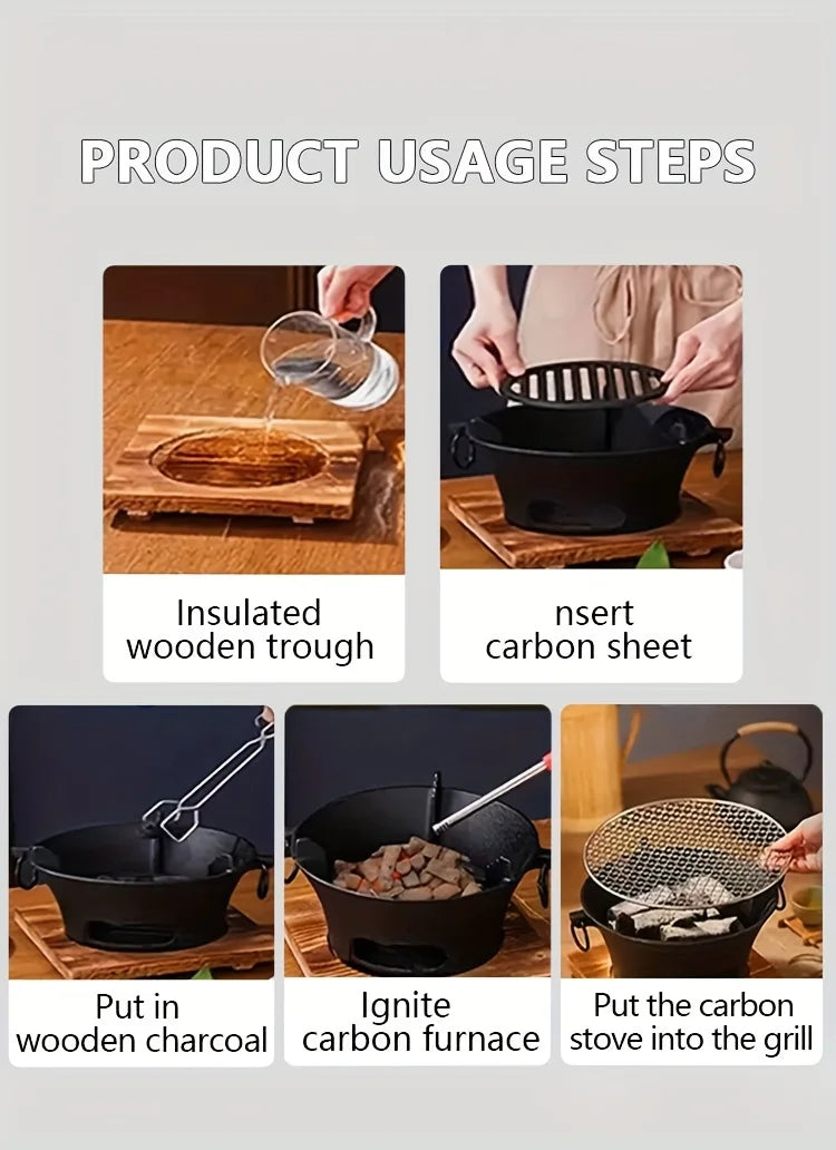 Cast Iron Charcoal Camping Stove for Outdoor Cooking