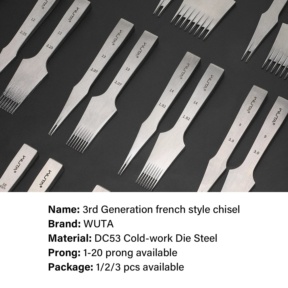 WUTA 1PC Professional Sharp Leather Chisel Punch French Style Pricking Iron Punching Tool High Polish DIY Leather Craft Tools
