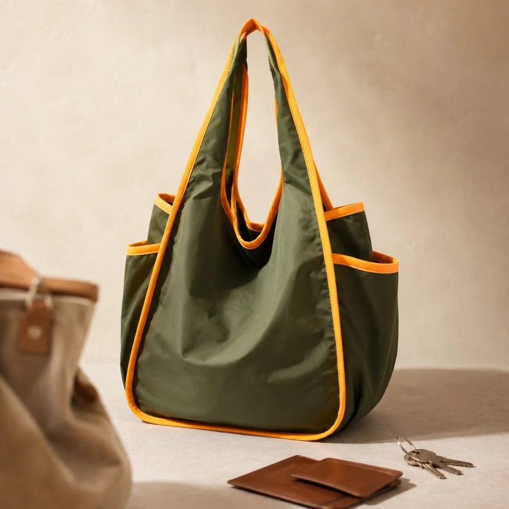 1pcs Drawstring Shopping Tote Bag for Groceries Travel Storage Reusable Eco-Friendly Lightweight Collapsible Design Reusable
