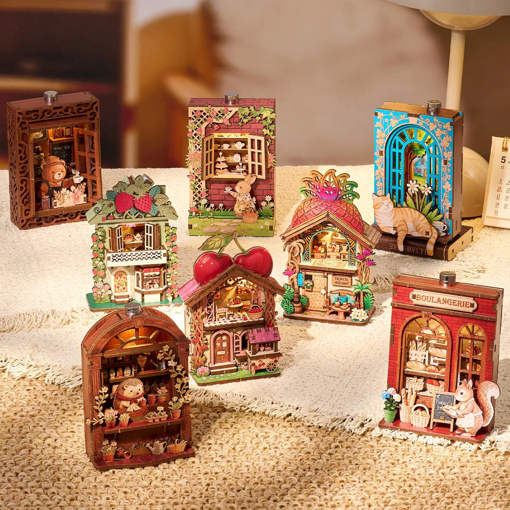 Fridge Magnet DIY Book Nook Kit 3D Puzzle Toy Dollhouse Shop Animal Mini House Furniture Creative Assembly Model Decoration