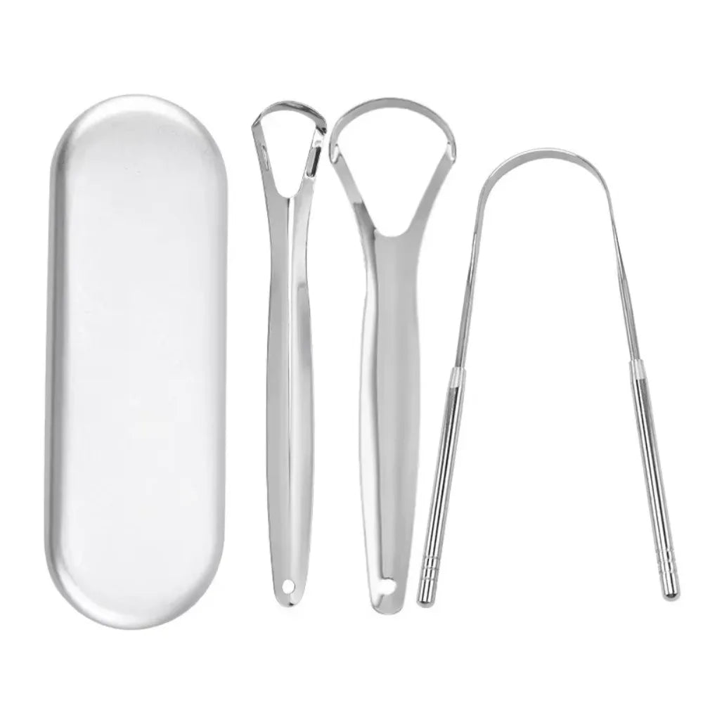Premium 1pcs/3pcs Metal Tongue Scraper Cleaner for Adults & Kids Portable Stainless Steel Tongue Scrapers Brushes for Removing