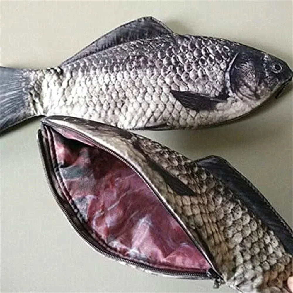 Novelty Fish Pencil Case, Cute Pen Pouch and Coin Purse for School and Office