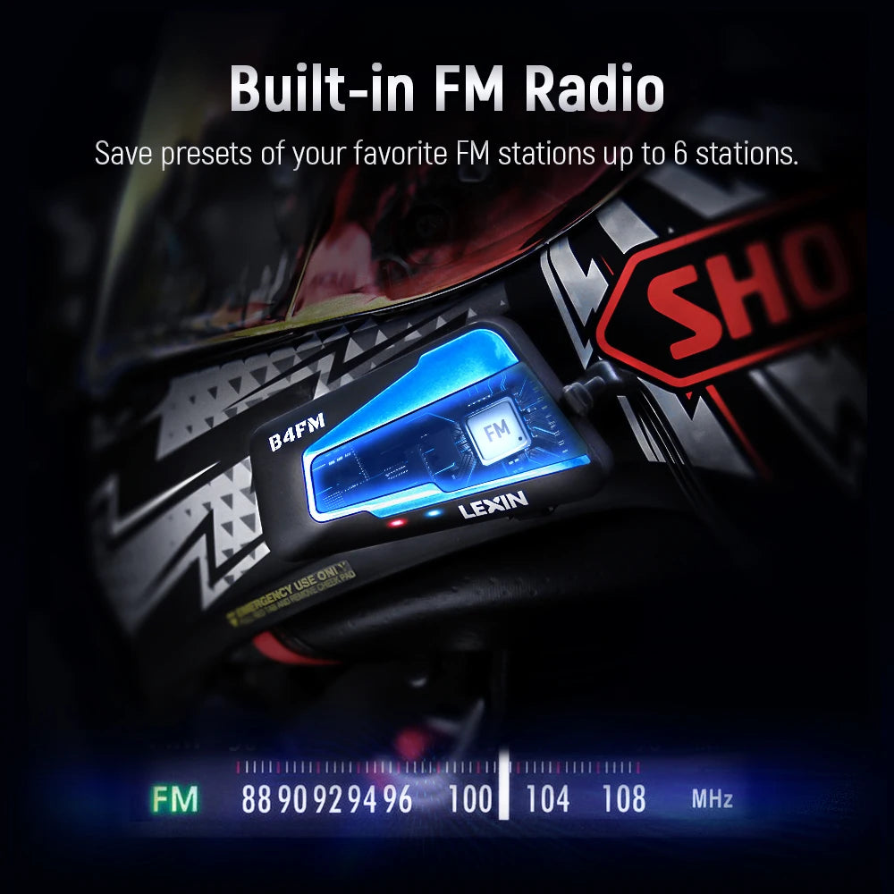 LX-B4FM-X for 10 Riders Intercom Motorcycle Bluetooth Helmet Headsets BT Moto with FM Radio