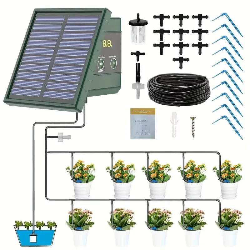 Solar Automatic Drip Irrigation System for Garden Plants