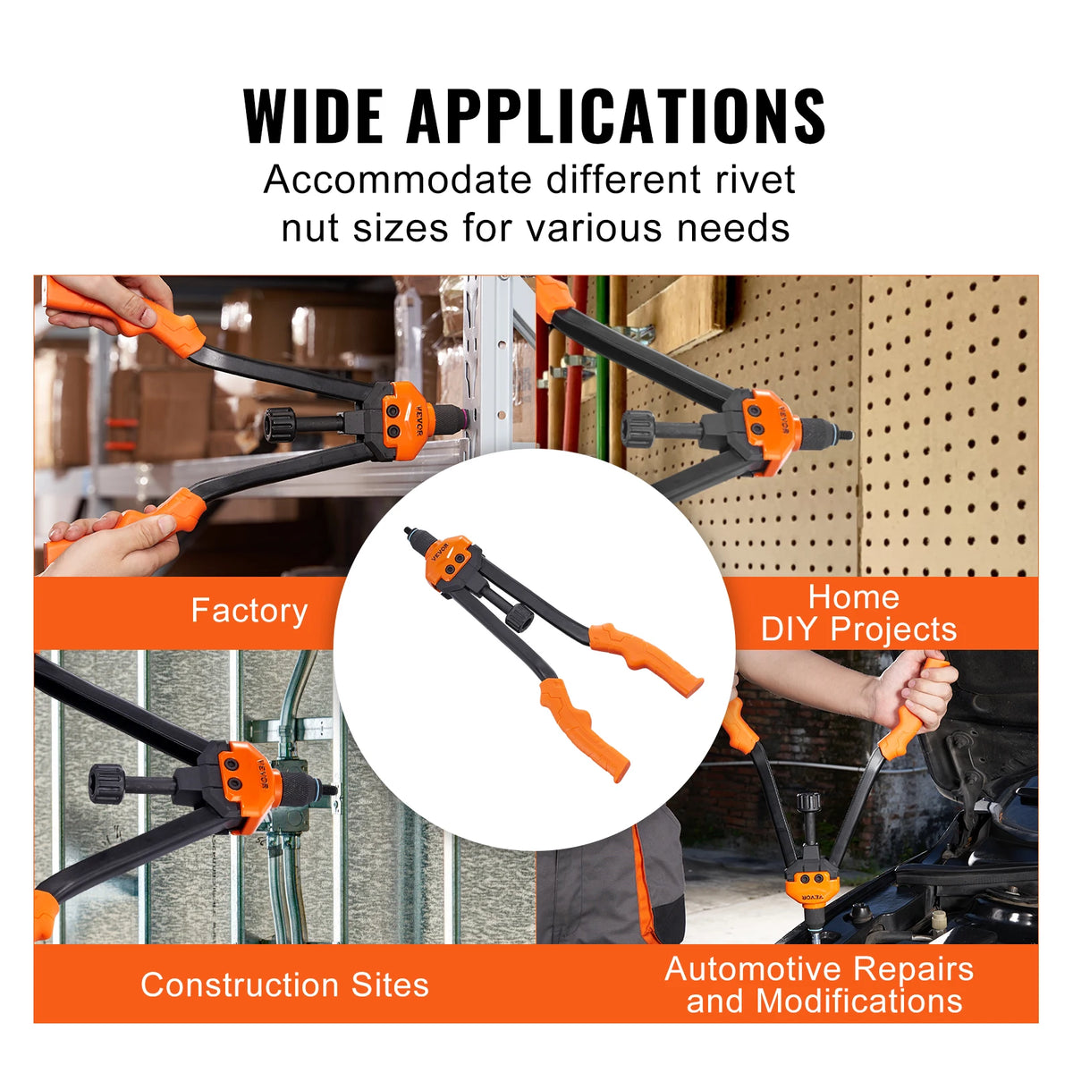 SucceBuy 16" Rivet Nut Tool, Labor-Saving Rivnut Tool Kit with 13PCS Metric SAE Mandrels, 186PCS Rivet Nuts, With Carrying Case