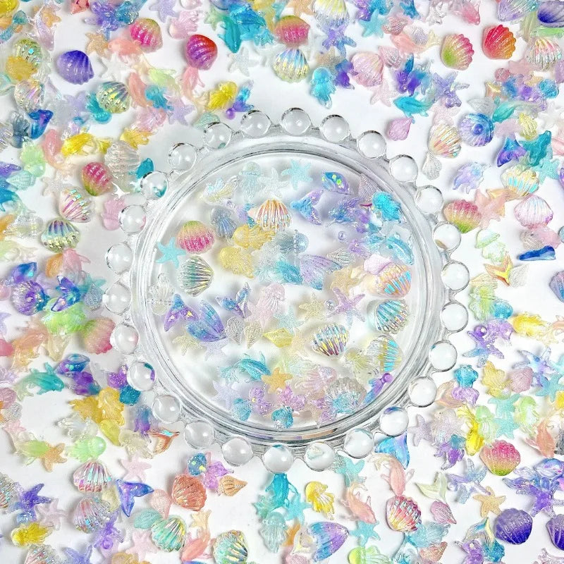 3D Ocean Shell Nail Charms, 50 Pieces