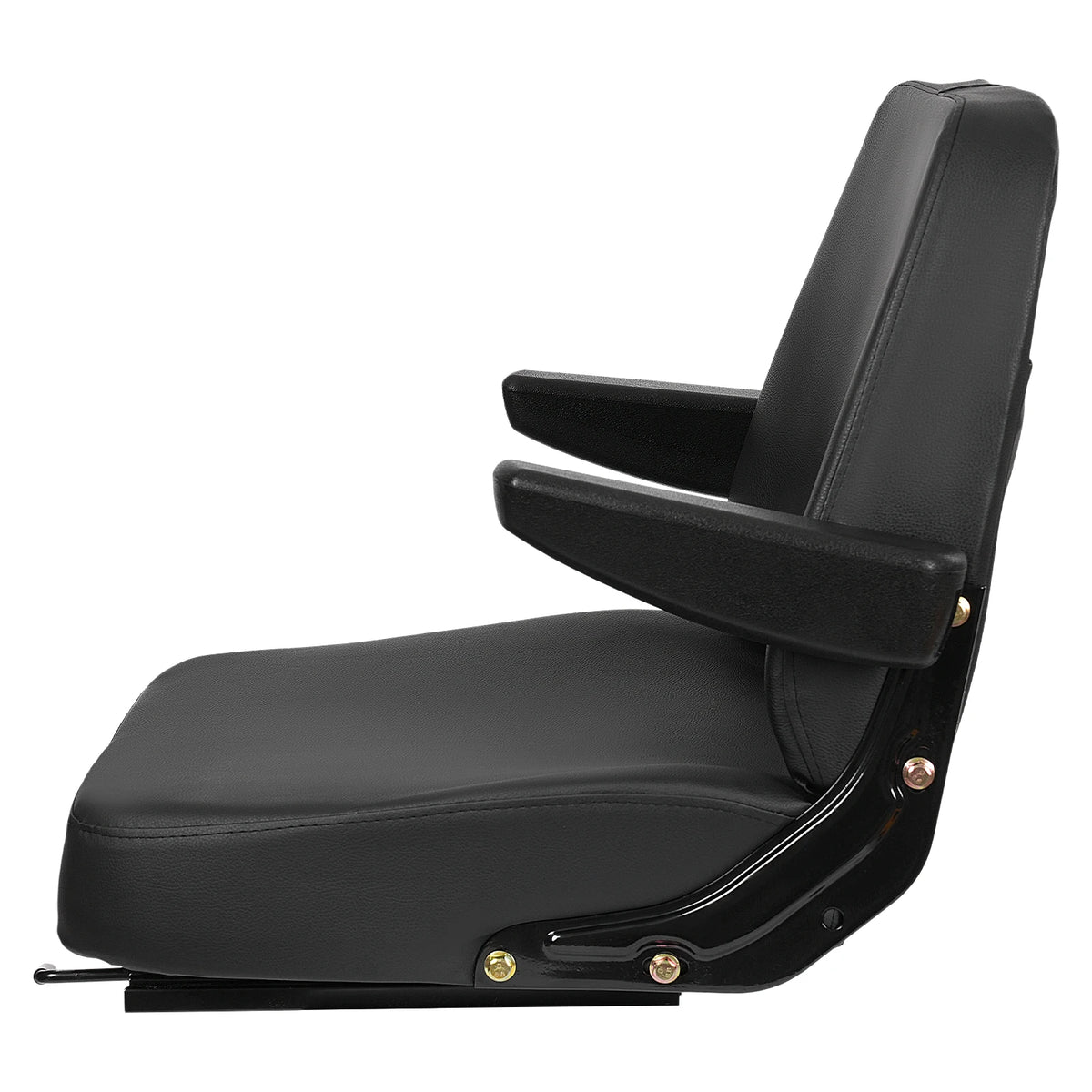 Forklift Seat with Armrest Universal Driver Side Tractor Seat Black Capacity 100kg Adjustable Bulldozer Lawnmower Seat