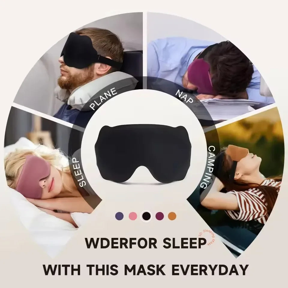 3D Contoured Sleep Mask, Molded Cup Blackout Eye Mask for Men and Women